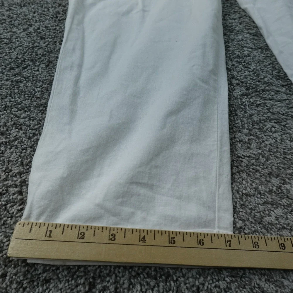 H&M Pants Mens XL White Linen Flat Front Drawstring Elastic Waist Chino Trouser